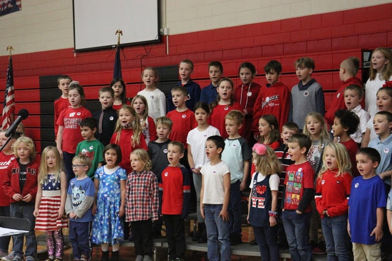 students singing during Veterans Day program