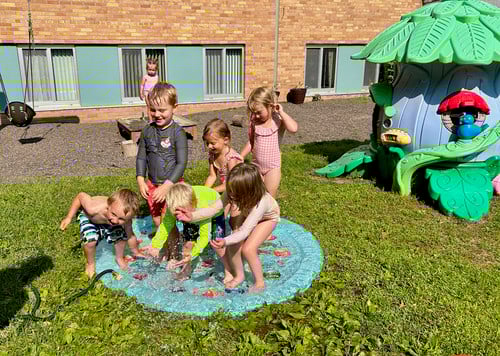 children playing in the water